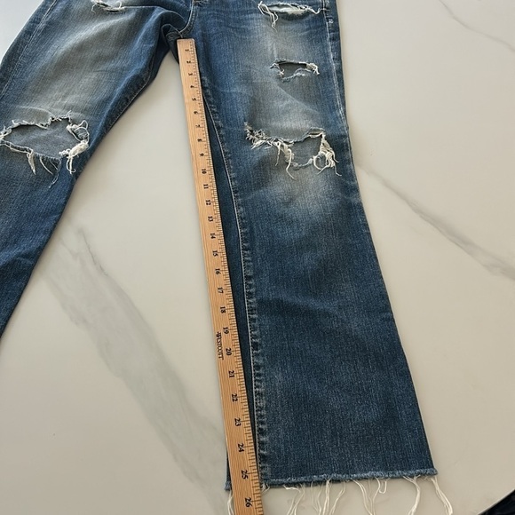 AG the Jodi Crop High Rise Flare Crop Distressed Designer Denim - Picture 10 of 13